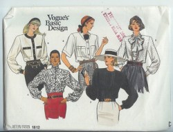 1812 VOGUE BASIC LOOSE 1986 SHORT - LONG SLEEVE BLOUSE PATTERN 8-12, 14-18 uncut choice